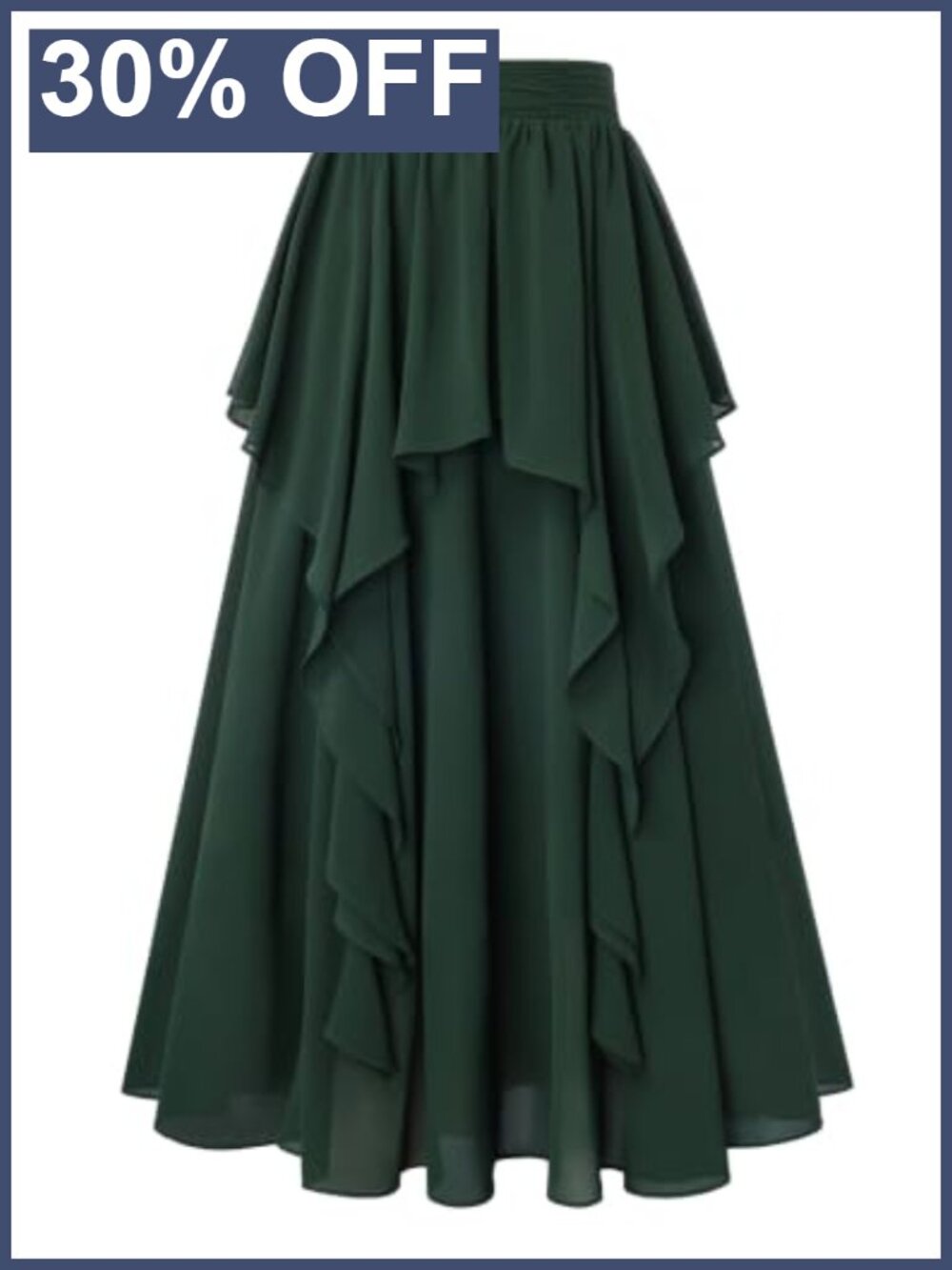 Scarlet Darkness Maxi Skirt High Waist A-Line Ruffle Renaissance